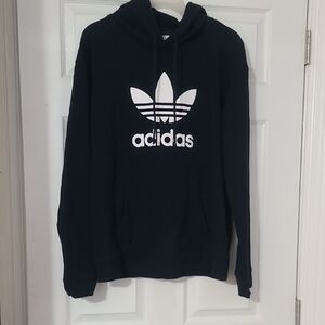 Adidas Women's Black Hoodie with White Trefoil Logo